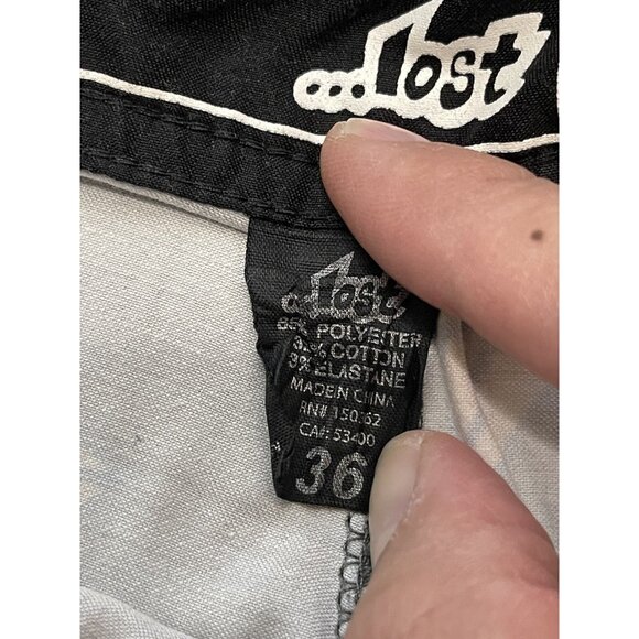 LOST Shorts Mens Black Drawstring Outdoor Beach Floral Hawaii Gray Lime Green 36 - Picture 4 of 7